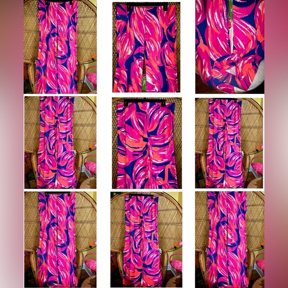 Lilly Pulitzer Georgia May Palazzo Pants Size L Blume Plume - Picture 3 of 10